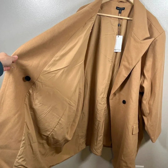 Universal Standard New Tailored Coat Size 3XL Camel Brown Neutral Wool Blend - Picture 10 of 13